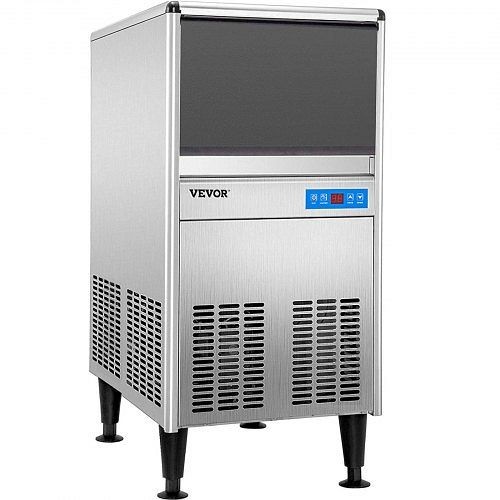 VEVOR 110V Commercial Ice Maker 125LBS/24H with 50Lbs Bin, ETL Approved, Heavy Duty Stainless Steel, Auto Clean, Clear Cube, FBZBJXB95A0000001V1