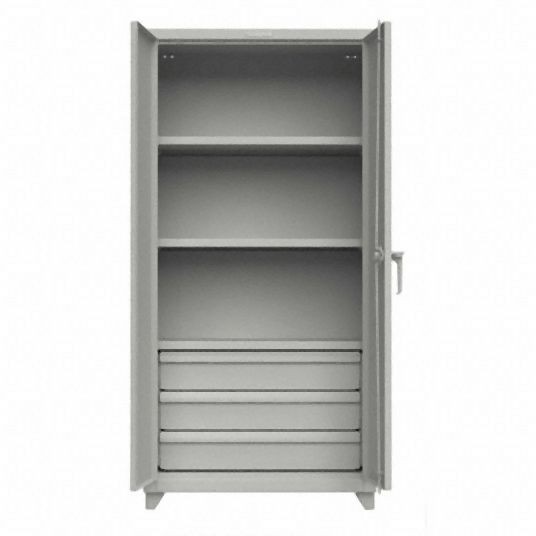 Strong Hold Heavy Duty Storage Cabinet, Grey, 75 in H X 36 in W X 24 in D, Assembled, 36-243-3DB-L