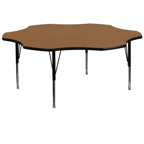 Flash Furniture Wren 60'' Flower Oak Thermal Laminate Activity Table - Height Adjustable Short Legs, XU-A60-FLR-OAK-T-P-GG