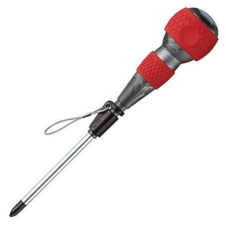 VESSEL Ball Grip Tethered Screwdriver, Tip Size: PH 2, Shaft Length: 5 in., 210P2125
