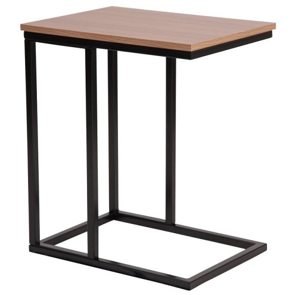 Flash Furniture Aurora Rustic Wood Grain Finish Side Table with Black Metal Cantilever Base, NAN-ST6819-GG
