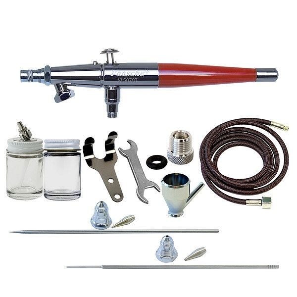 Paasche Double Action Airbrush Set with .55, .75, & 1.05mm heads & 1/8" BSP Adapter (Replace VLS-SET), VLS-3AS
