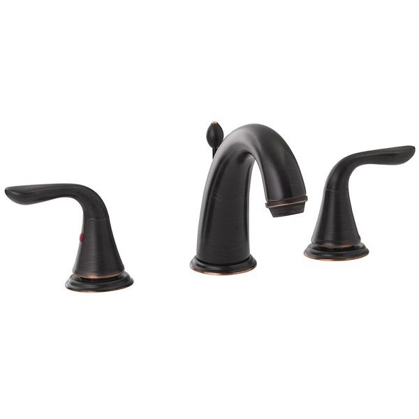 Jones Stephens Oil Rubbed Bronze Two Handle Wide Spread Bathroom Faucet with Pop-Up, 1559052