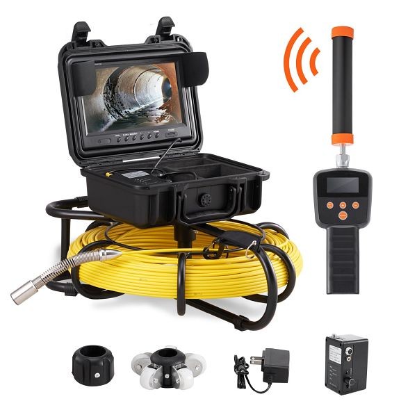 VEVOR Sewer Pipe Inspection Camera with 512hz Sonde 9in 720p Screen 300 ft, DDWKXSGDN9915V4HOV1