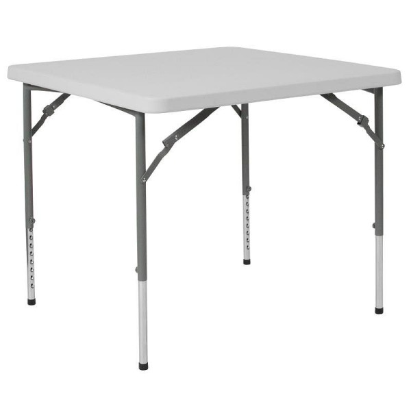 Flash Furniture Kathryn 2.79-Foot Square Height Adjustable Granite White Plastic Folding Table, RB-3434ADJ-GG