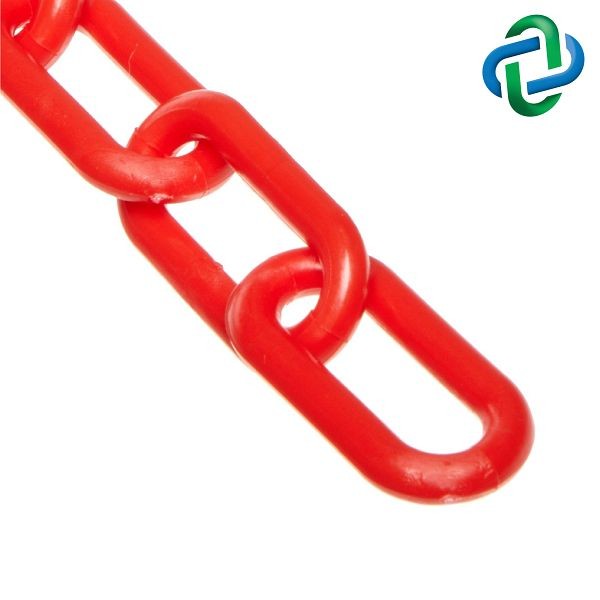 Mr. Chain Plastic Barrier Chain, Red, 3-Inch Link Diameter, 25-Foot Length, 80005-25