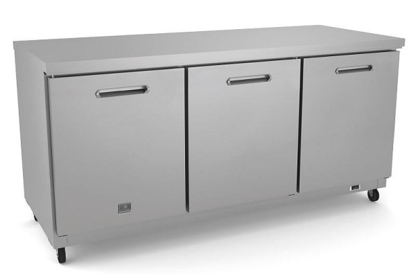 Kelvinator Commercial 3-door undercounter refrigerator, 72", R600a refrigerant gas, 33/+41°F, stainless steel, 738292