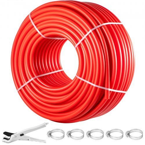 VEVOR PEX Tubing PEX-B Pipe 1"-500' Coil Certified Non-Barrier Htg/Plbg/Portable Water, Red, GHPEX2X75FT05X06DV0