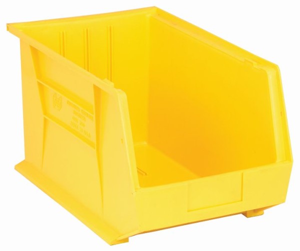 Quantum Storage Systems Bin, stacking or hanging, 11"W x 18"D x 10"H, polypropylene, yellow, QUS260YL