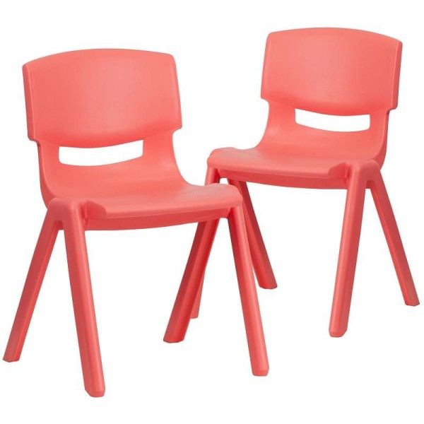 Flash Furniture Whitney 2 Pack Red Plastic Stackable School Chair with 13.25" Seat Height, 2-YU-YCX-004-RED-GG