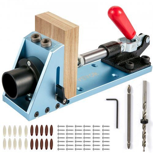 VEVOR Pocket Hole Jig Kit, M4 Adjustable & Easy to Use Joinery Woodworking System, Aluminum Punch Locator, XKKJJFFFBDDWC944RV0