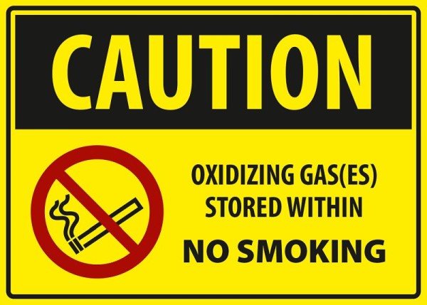 Marahrens Sign Caution - oxidizing gas(es) store within no smoking, rigid plastic, Size: 10 x 7 inch, PR0005.010.21