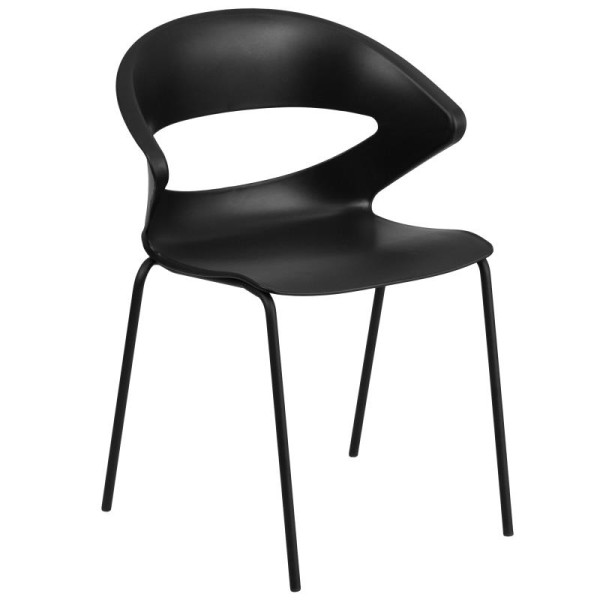 Flash Furniture HERCULES Series 440 lb. Capacity Black Stack Chair, RUT-4-BK-GG