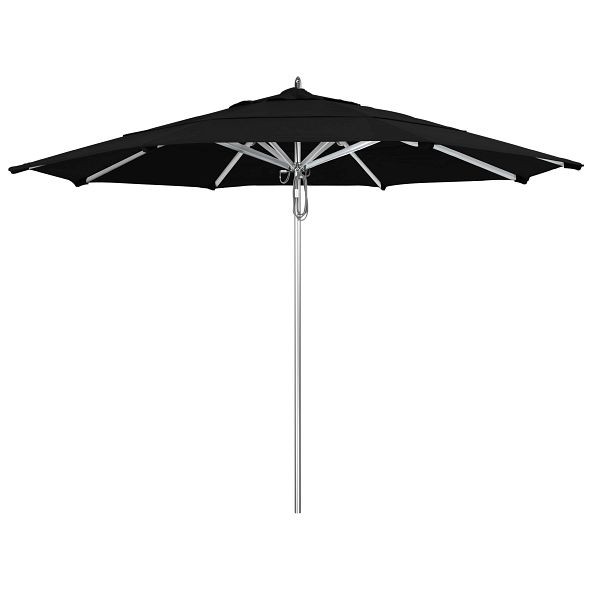 California Umbrella 11' Rodeo Series Patio Umbrella, Aluminum Ribs Pulley Lift, Sunbrella 1A Black Fabric, AAT118A002-5408-DWV
