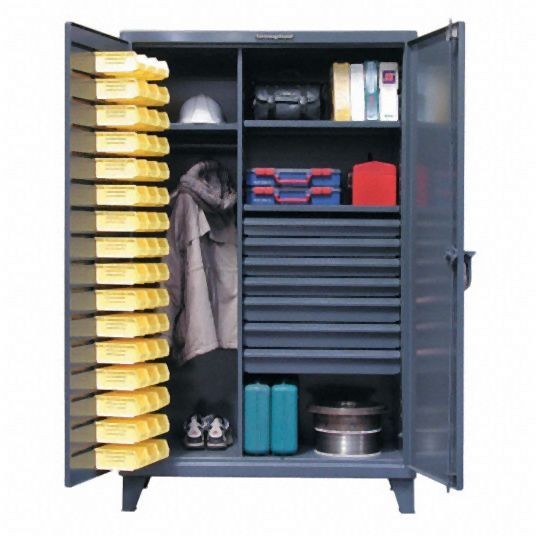 Strong Hold Bin Cabinet, Total Number of Bins 48, 3 Cabinet Shelves, 46-WBD-243-7DBLD