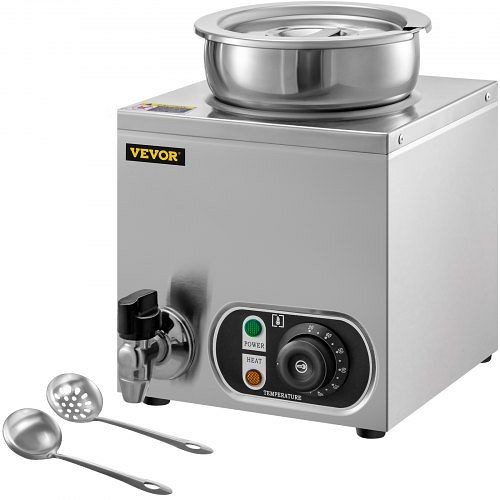 VEVOR 110V Commercial Soup Warmer 7.4qt Capacity, 300W Electric Food Warmer Adjustable Temp.86-185, TTDG7LBWTT0000001V1