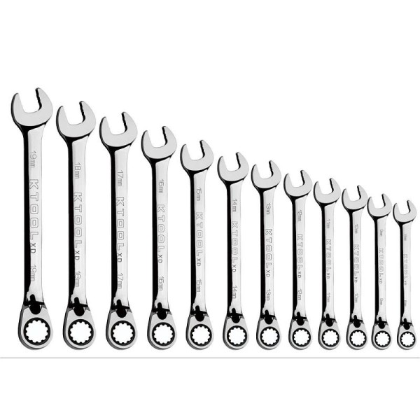 K Tool International 12 pieces Metric 120 Tooth Reversible Combination Wrench Set 8-19mm, KTIXDCRWS12MM
