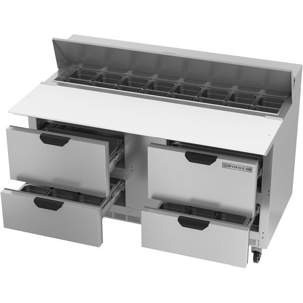 Beverage-Air Food Prep Table with Drawers, Exterior Dimensions: WxDxH: 60"W x 38 3/8"D x 45"H with Casters, SPED60HC-16C-4