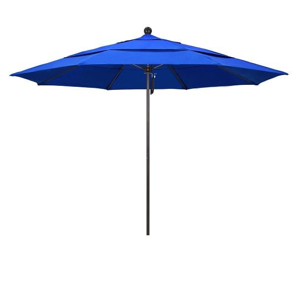 California Umbrella 11' Venture Series Patio Umbrella, Bronze Aluminum Pole, Pulley Lift, Sunbrella 1A Pacific Blue Fabric, ALTO118117-5401-DWV