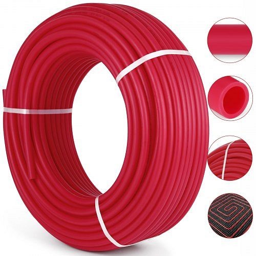 VEVOR PEX Tubing 1/2" x 500ft PEX Pipe Oxygen Barrier O2 EVOH Radiant Floor Heat Red, PEXG500FT1-2SCHS1V0