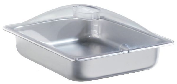 Cadco Half Size Stainless Pan with Clear Polycarbonate Lid, SPL-2P