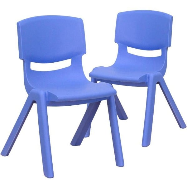 Flash Furniture Whitney 2 Pack Blue Plastic Stackable School Chair with 12" Seat Height, 2-YU-YCX-001-BLUE-GG