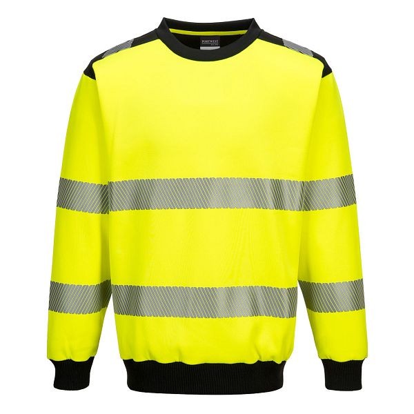 Portwest PW3 Hi-Vis Crew Neck Sweatshirt, Yellow/Black, 4XL, PW379YBR4XL