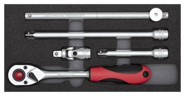 GEDORE red R22150008 Ratchet with accessories 1/2'' im 1/3 module 5 pieces, 3301707