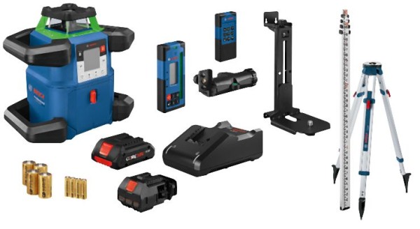Bosch 18V REVOLVE4000 Connected Green-Beam Self-Leveling Horizontal/Vertical Rotary Laser Kit with (1) CORE18V 4.0 Compact Battery, 0601061V10