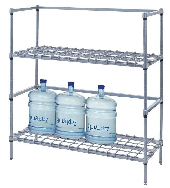 Quantum Storage Systems Tank, Beverage Container Dunnage Rack, wire, two-tier, 36x18x54", 2 dunnage shelves, 2 3-sided frames, 4 54" posts, 183654DGY