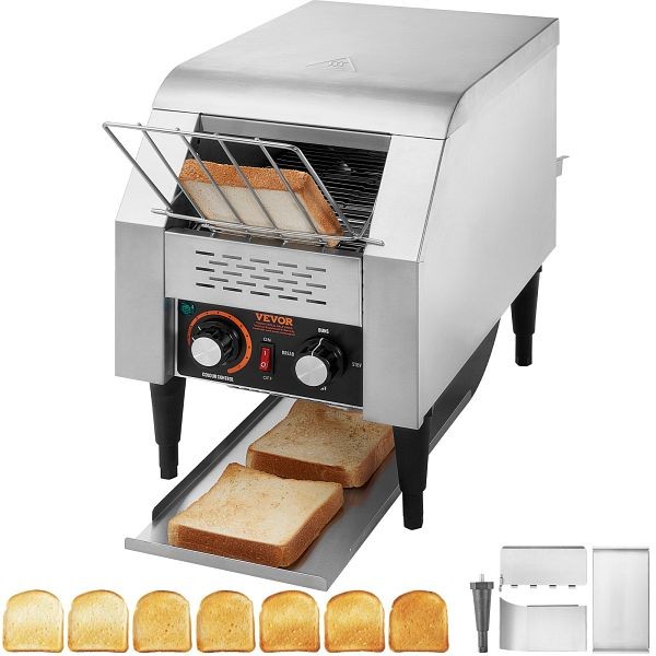 VEVOR Commercial Conveyor Toaster, 150 Slices/Hour Conveyor Belt Toaster, LSKMBJ150PMX5OPZVV1