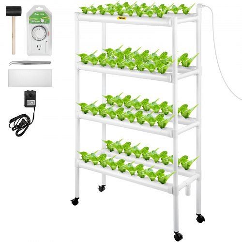VEVOR Hydroponics Growing System, 72 Sites 8 Pipes Hydroponic System, 4 Layers Hydroponic Kit, Vertical Hydroponic Growing System, SPZWSZ472110V3D0GV1