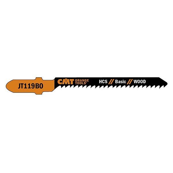 CMT Orange Tools 5 Jig Saw Blades HCS 3"x12TPI (Wood/Curve/Fine), JT119BO-5