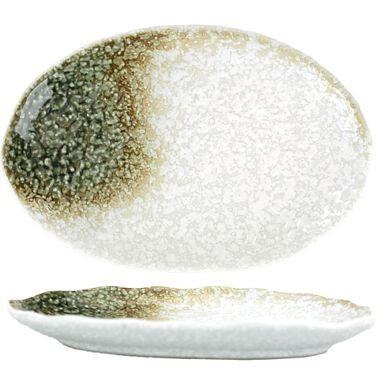 International Tableware Stonehaven Stoneware Rustic Stone Oval Plate, Stone with Earth Tone Colors, Quantity: 24 pieces, ST-7