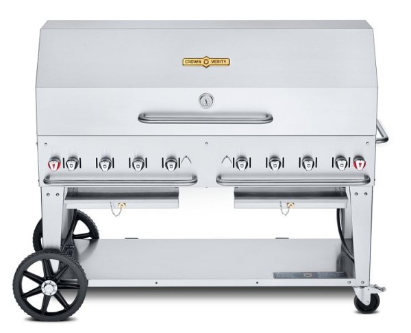 Crown Verity 60" Mobile Grill, Propane, with Roll Dome and Bun Rack, CV-MCB-60-1RDP-LP