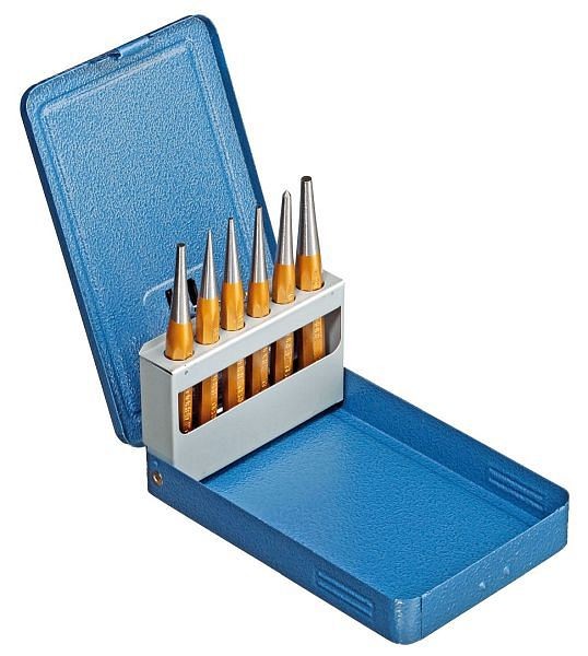 GEDORE Setting punch set, 6-piece, Pin punch set in metal case, Hardened, Tempered, Steel, Tool, 8754060