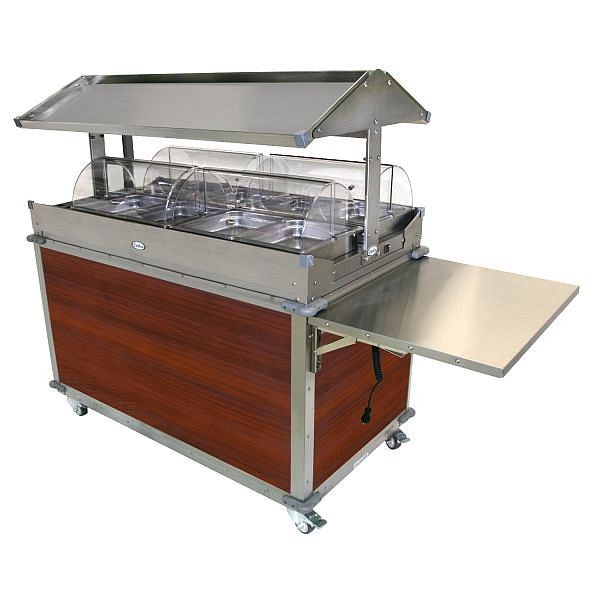 Cadco MobileServ 4 Bay Deluxe Grab & Go Cart, Stainless / Cherry Laminate Panels, CBC-GG-4-L5