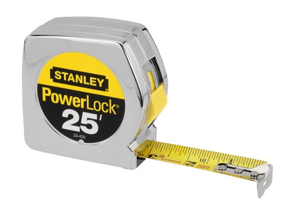 Stanley 25 ft. x 1" Chrome Case PowerLock Classic Tape Measure, 33-425