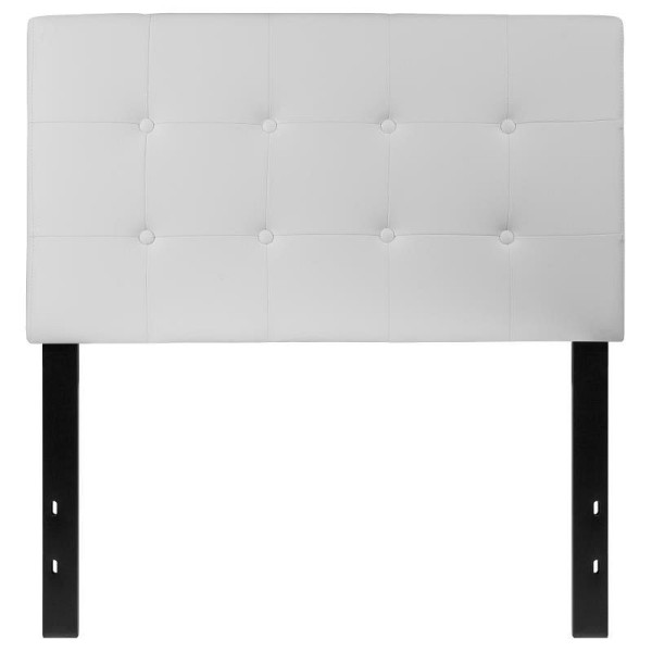 Flash Furniture Lennox Tufted Upholstered Twin Size Headboard in White Vinyl, HG-HB1705-T-W-GG