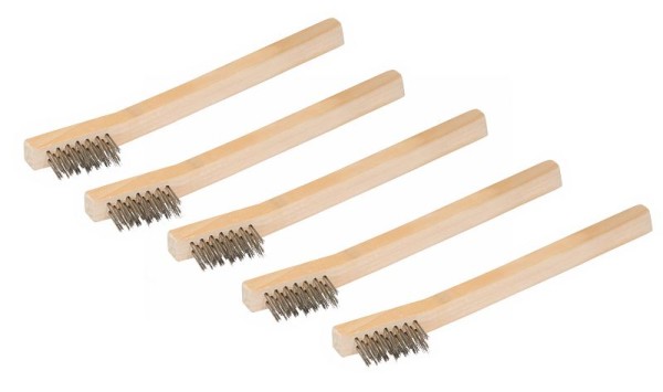STEELMAN Stainless Steel 800 Bristle Count Wire Brush with Wood Handle, Pack of 5, 42296