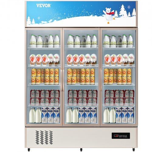 VEVOR Commercial Merchandiser Refrigerator Beverage Cooler 3 Doors 59" x 27" x 79", SMB35CUFT110V9T8GV1