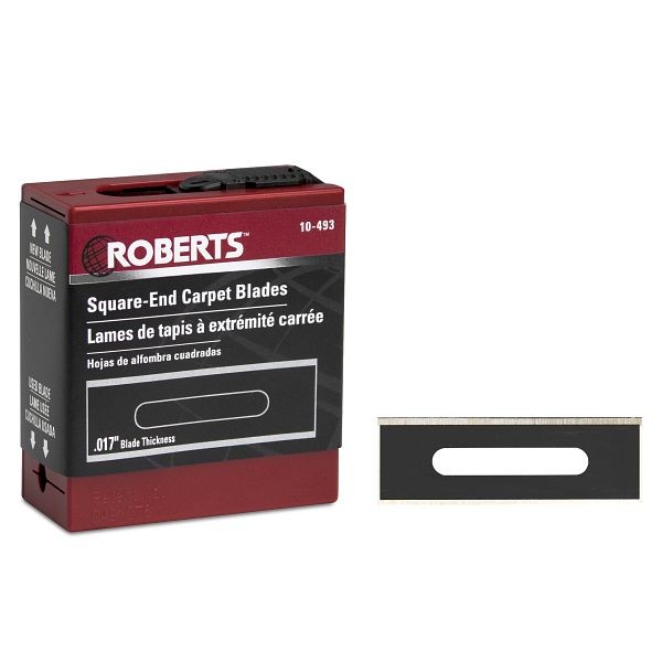 Roberts Carpet Blades, Heavy Duty Square-End and Quick Blade Dispenser, 100 per Pack, 5 Packs, 10-493