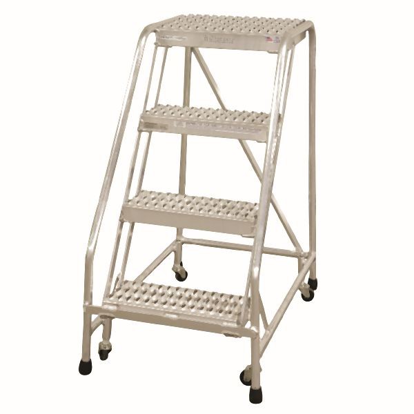 Cotterman 4 Step Aluminum Rolling Ladder/Unagrip Serrated Tread, 40 Inch Overall Height, 16 Inch Step Width, 350 LBS Capacity, 3530228