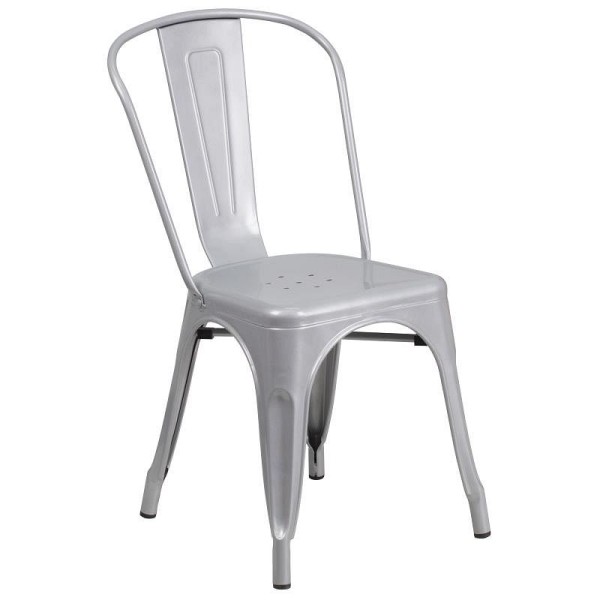 Flash Furniture Perry Commercial Grade Silver Metal Indoor-Outdoor Stackable Chair, CH-31230-SIL-GG