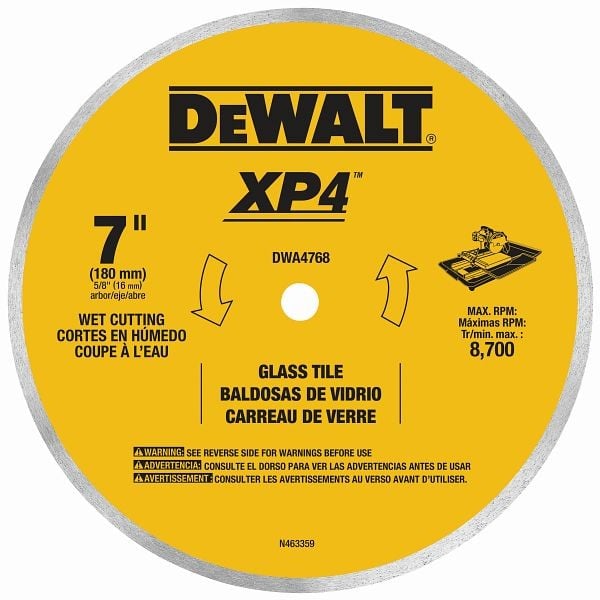 DeWalt 7" Continuous Rim Glass Tile Blade, DWA4768