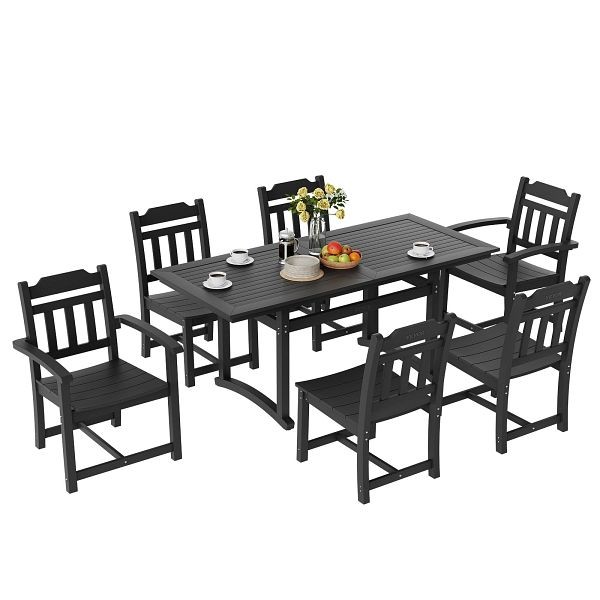 VEVOR 7 Pieces Patio Dining Set, Outdoor Rectangle Furniture Table and Chairs Set, All Weather Garden Furniture Table Sets, LTCZYHSSL6SMJ7ZWOV0