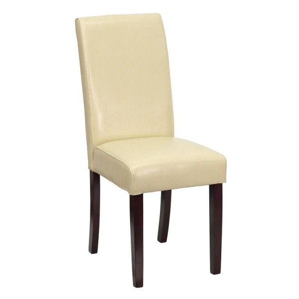 Flash Furniture Godrich Traditional Ivory LeatherSoft Upholstered Panel Back Parsons Dining Chair, BT-350-IVORY-050-GG
