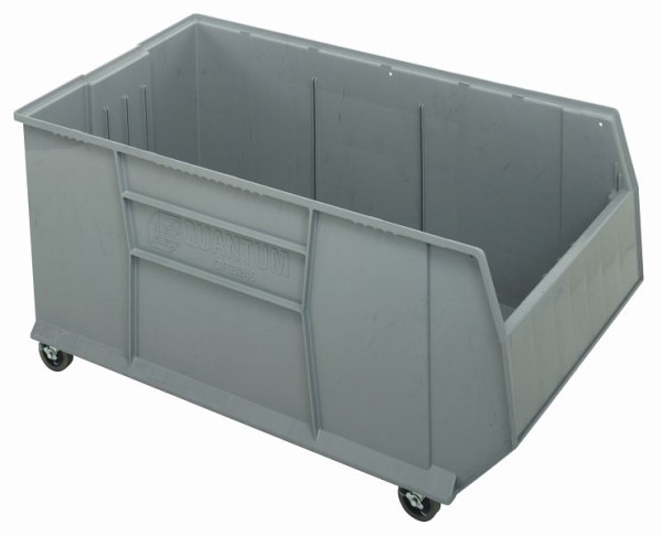 Quantum Storage Systems Rack Bin 42" Container, mobile, 47-7/8"L x 23-7/8"W x 20-1/2"H, 180 lbs. capacity, gray, QRB256MOBGY