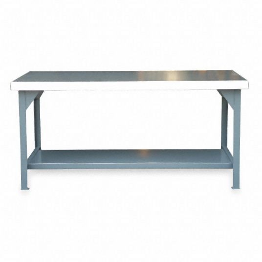 Strong Hold Workbench, Stainless Steel, 24 in Depth, 34 in Height, 30 in Width, 2,750 lb Load Capacity, T3024-SSTOP