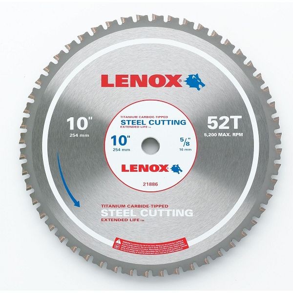 LENOX Circular Saw 10" x 52 Steel, 21886ST100052CT